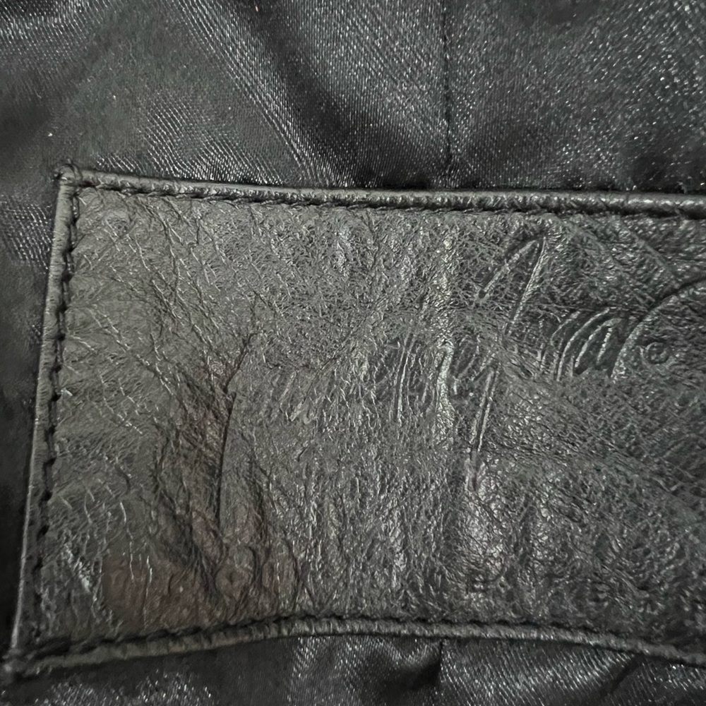 Vintage 90s Black Leather Trench Coat Oversized Minimalist Long Coat - Size M - Picture 10 of 11